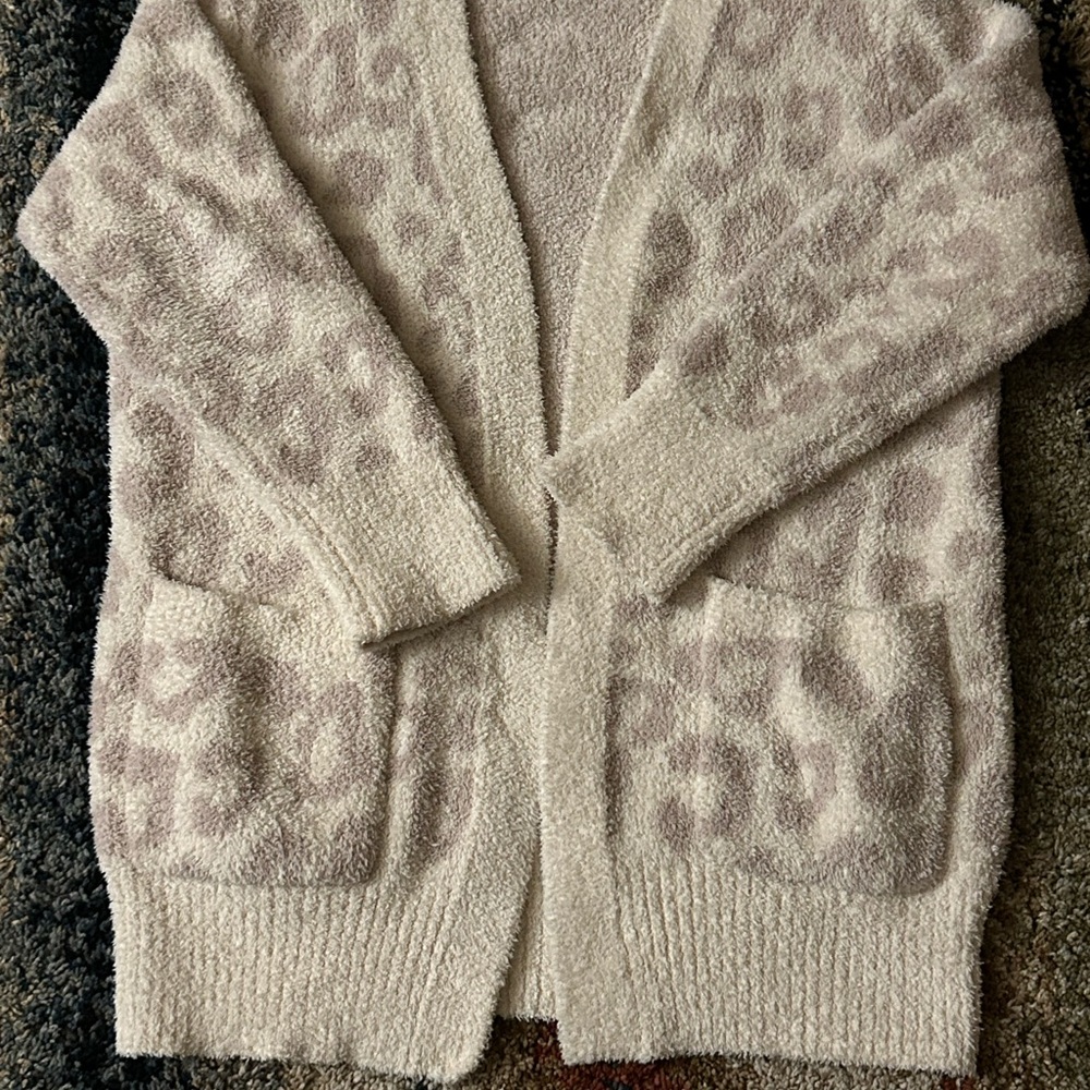Barefoot Dreams Cream Leopard Print Cardigan